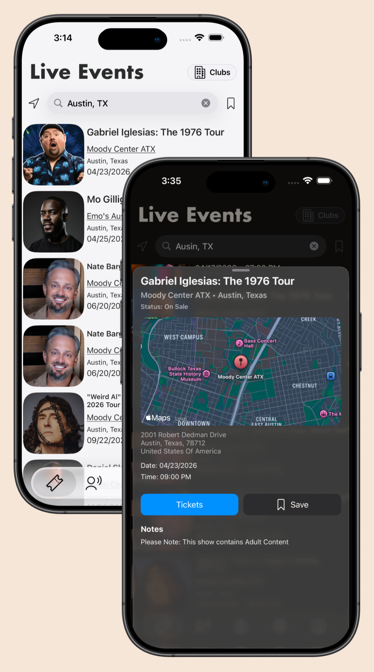 Browse upcoming live comedy shows nearby or anywhere in the world