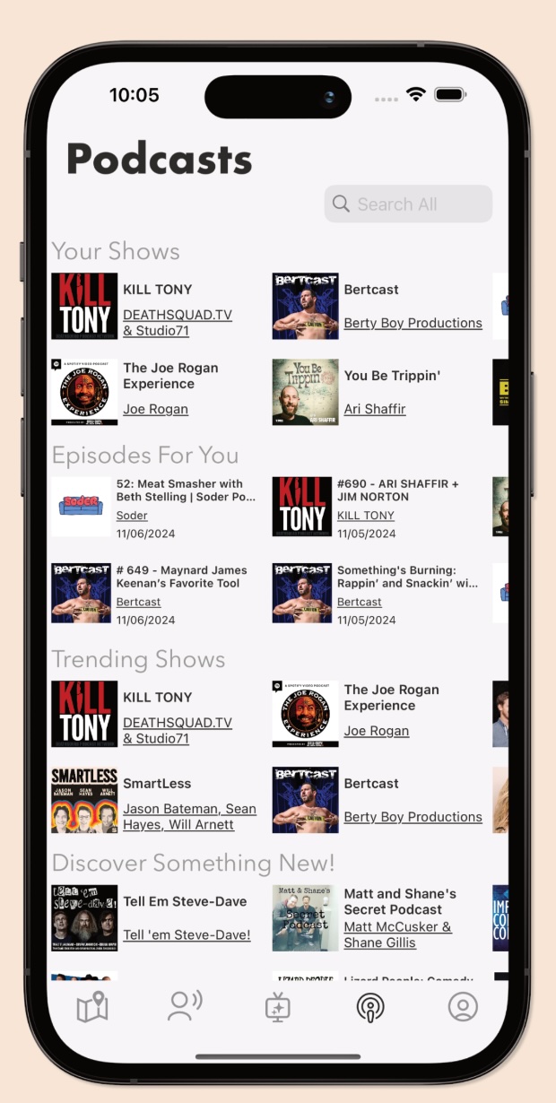 Track your favorite comedy podcasts or discover a new show