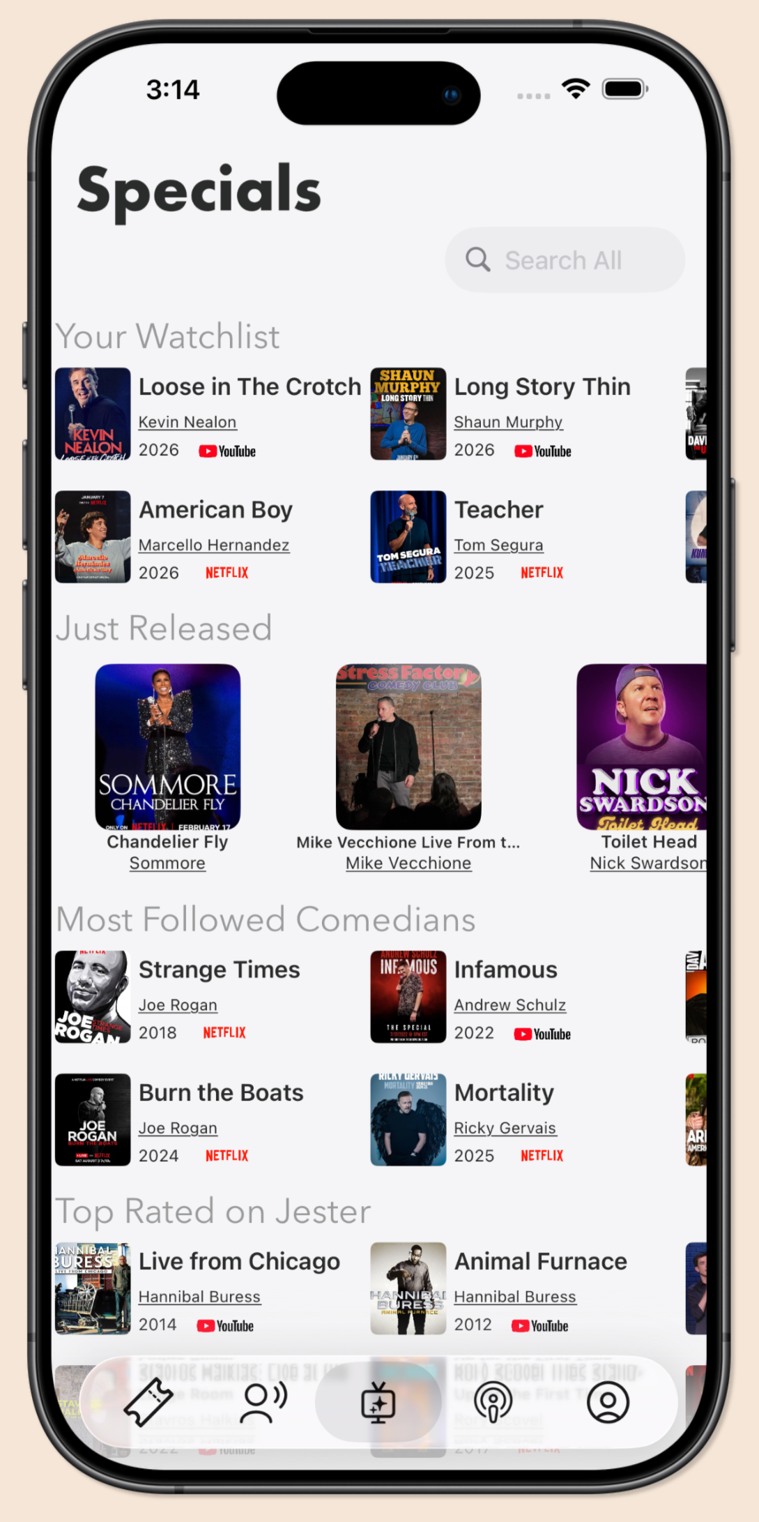 Browse our Comedy Specials Database